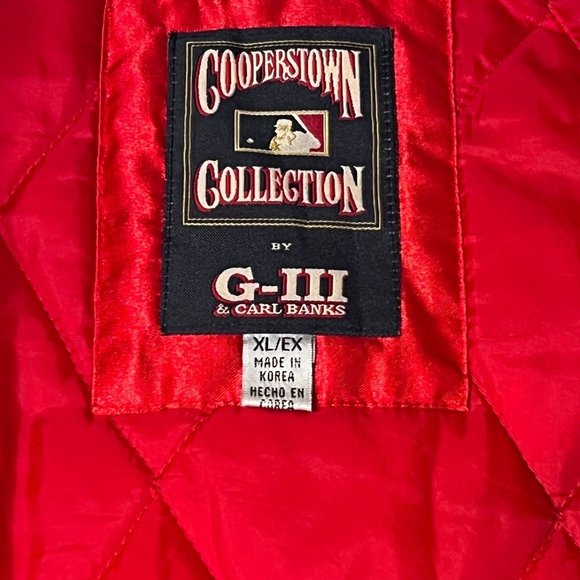 Atlanta Braves Jacket XL Satin Bomber Red Blue Cooperstown Collection G-III - Picture 2 of 16
